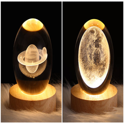 3D Galaxy Crystal Ball Lamp – LED Planet Night Light for Kids & Home Decor