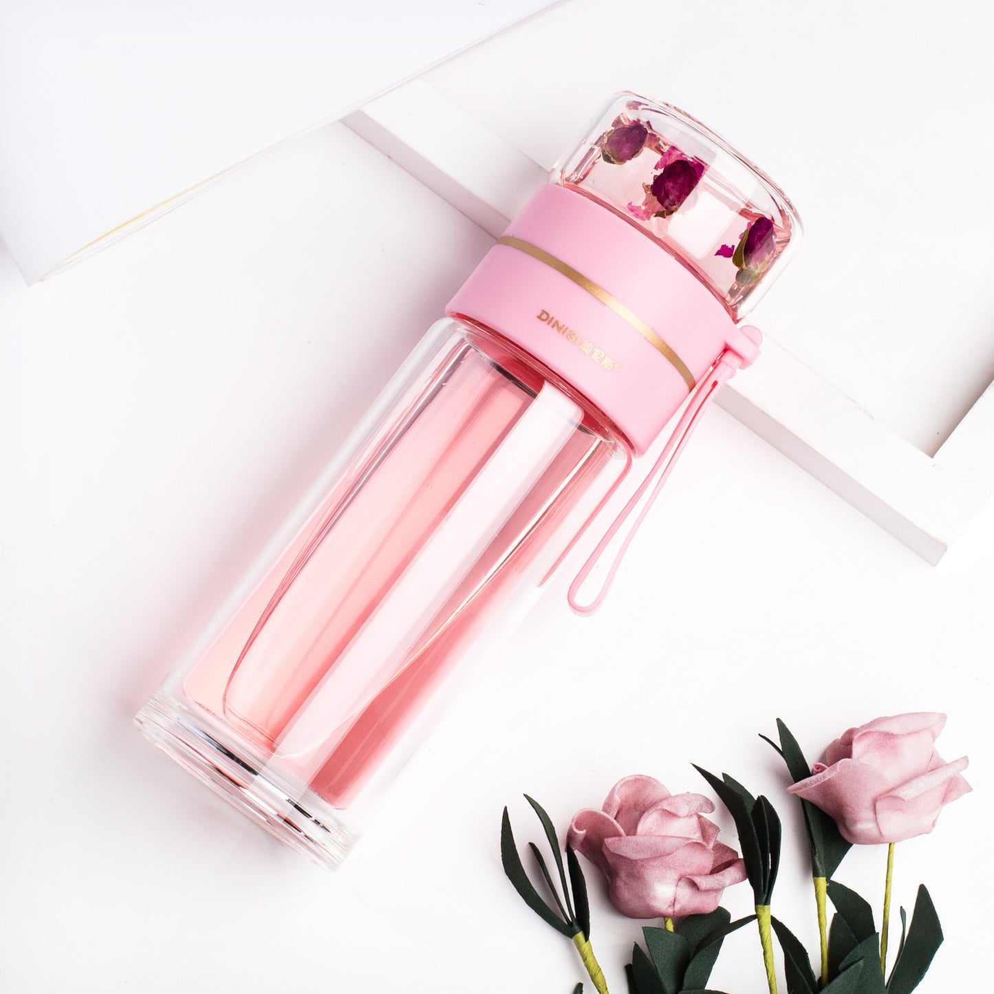 Double Wall Glass Bottle – Leakproof Tea Infuser with Built-In Filter