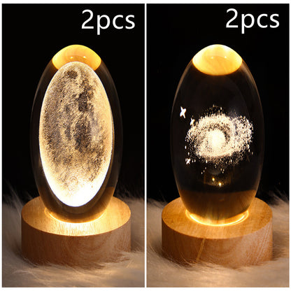3D Galaxy Crystal Ball Lamp – LED Planet Night Light for Kids & Home Decor