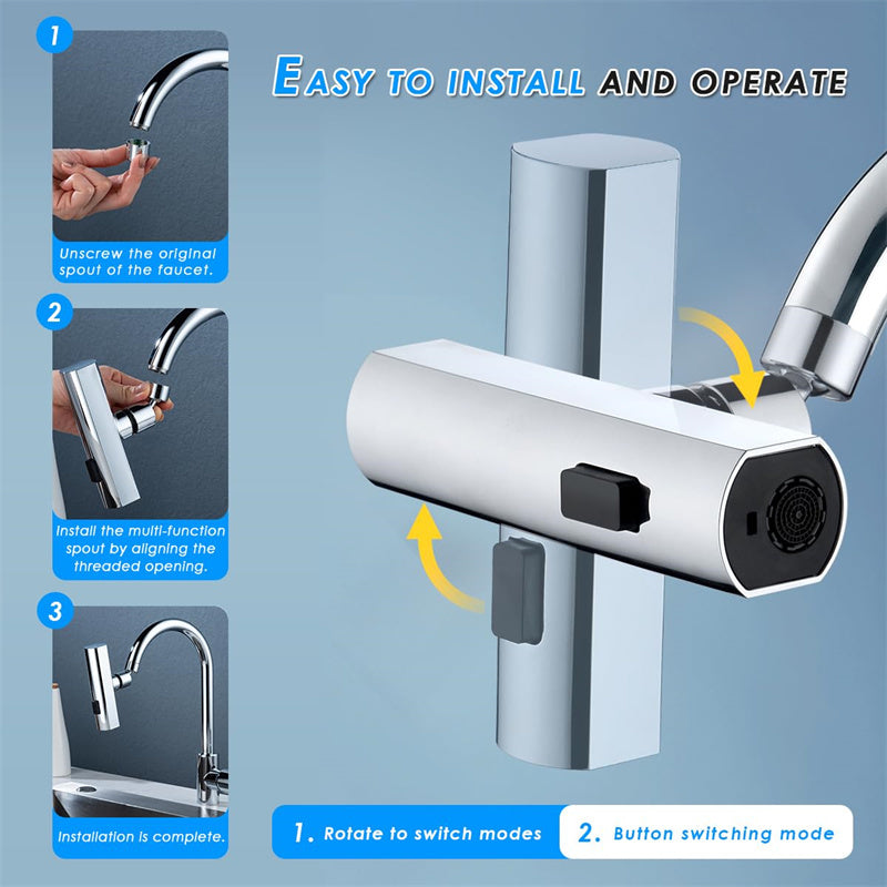 360° Rotating Faucet Nozzle – Splash-Proof Waterfall Bubbler for Sinks