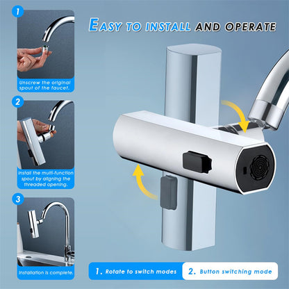 360° Rotating Faucet Nozzle – Splash-Proof Waterfall Bubbler for Sinks