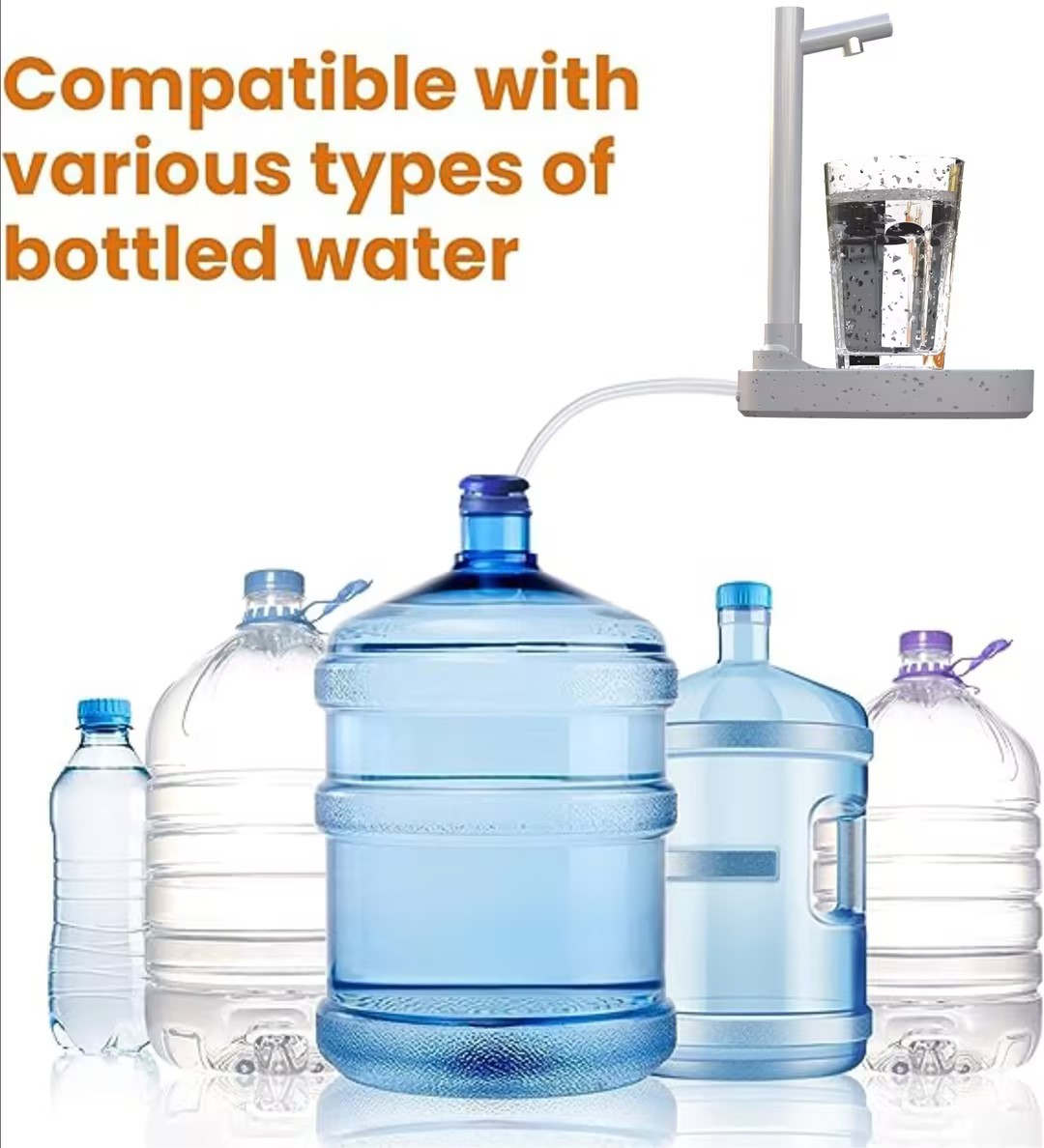 Automatic Water Dispenser – Rechargeable with Stand & Extended Tube for Bottles