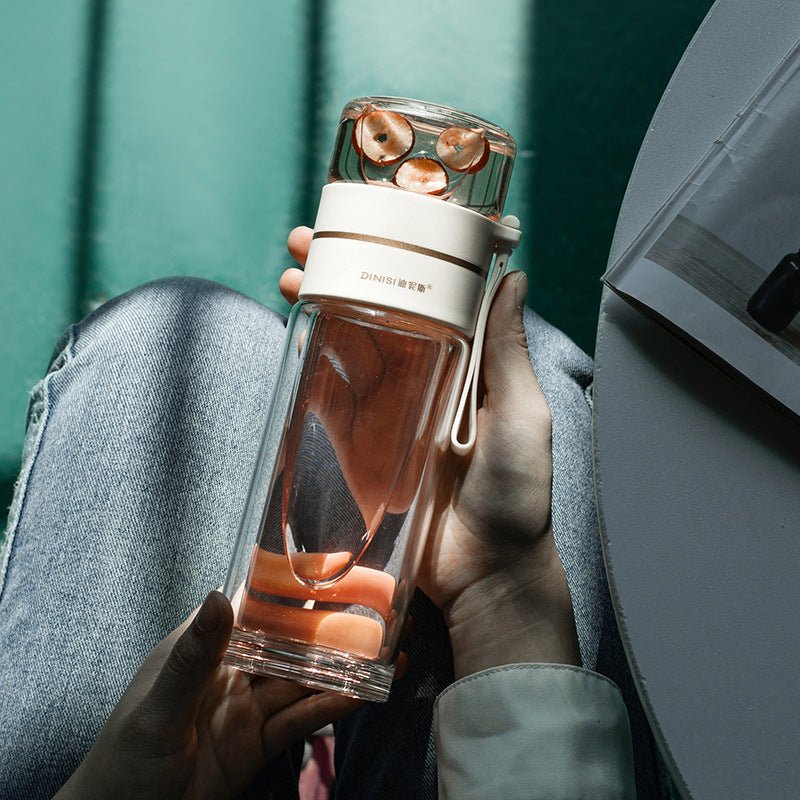 Tea Infuser Bottle – Leakproof Double Glass Bottle with Filter - Slushin_Dept