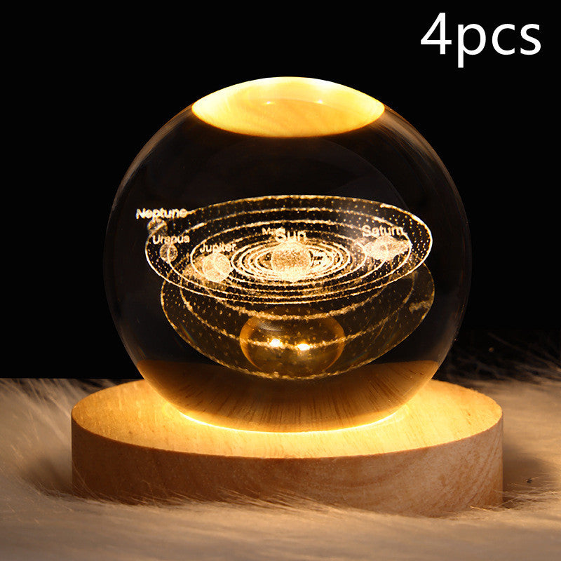 3D Galaxy Crystal Ball Lamp – LED Planet Night Light for Kids & Home Decor