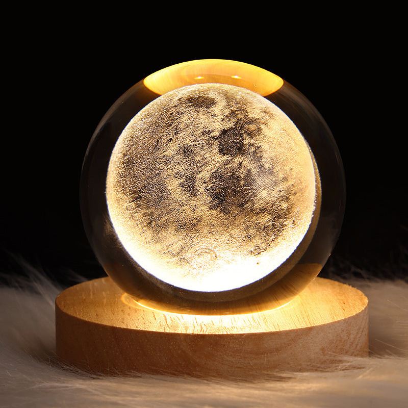 3D Galaxy Crystal Ball Lamp – LED Planet Night Light for Kids & Home Decor