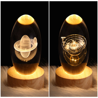 3D Galaxy Crystal Ball Lamp – LED Planet Night Light for Kids & Home Decor