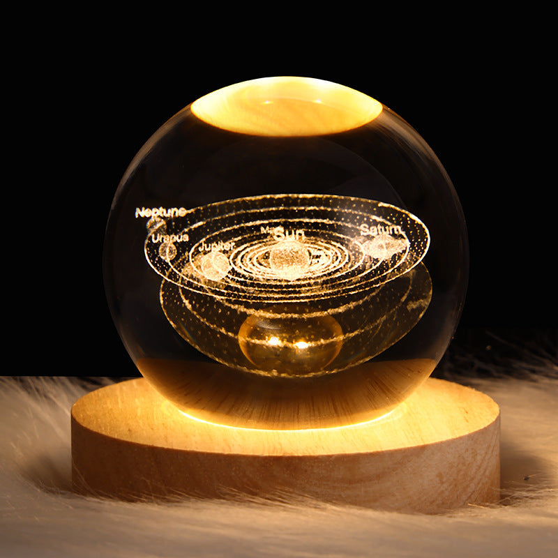 3D Galaxy Crystal Ball Lamp – LED Planet Night Light for Kids & Home Decor