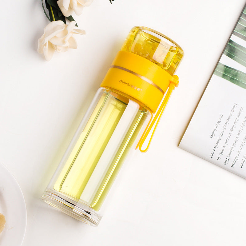 Double Wall Glass Bottle – Leakproof Tea Infuser with Built-In Filter