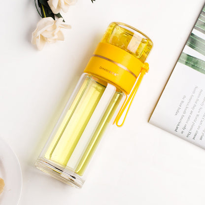 Double Wall Glass Bottle – Leakproof Tea Infuser with Built-In Filter