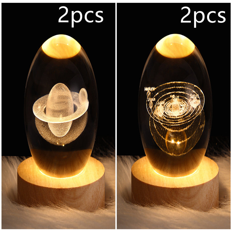 3D Galaxy Crystal Ball Lamp – LED Planet Night Light for Kids & Home Decor