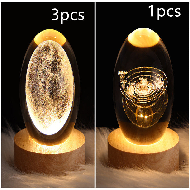3D Galaxy Crystal Ball Lamp – LED Planet Night Light for Kids & Home Decor
