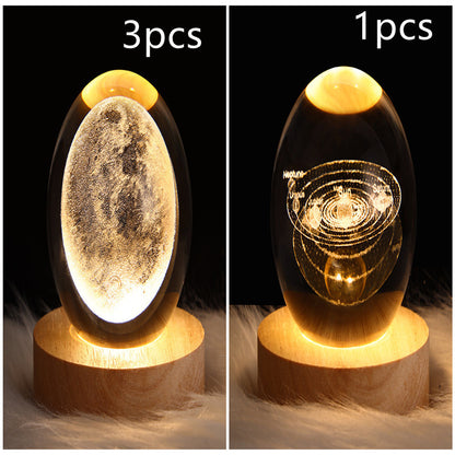 3D Galaxy Crystal Ball Lamp – LED Planet Night Light for Kids & Home Decor