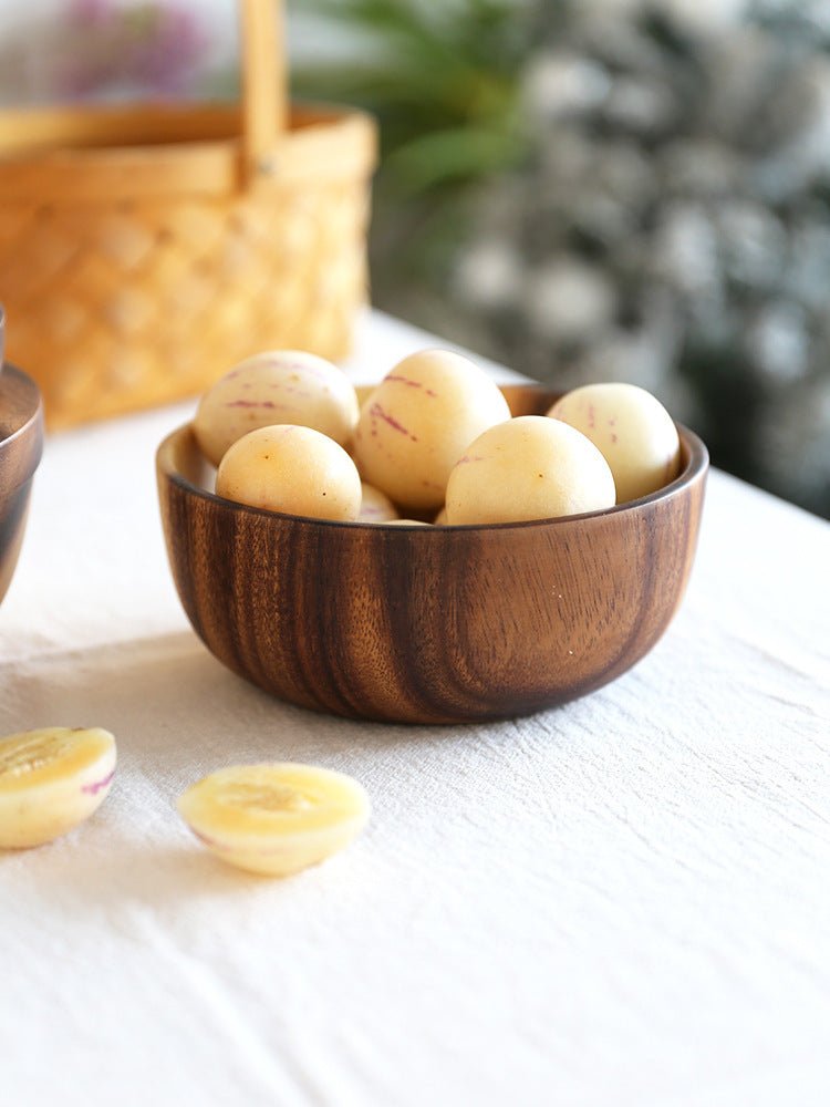Natural Wooden Bowl – Rustic Fruit & Salad Server for Home or Restaurant - Slushin_Dept