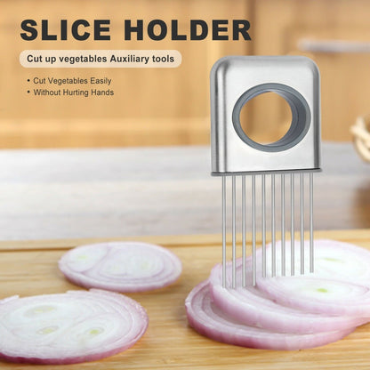 Stainless Steel Vegetable Holder – Precise Veggie Slicing Made Easy - Slushin_Dept