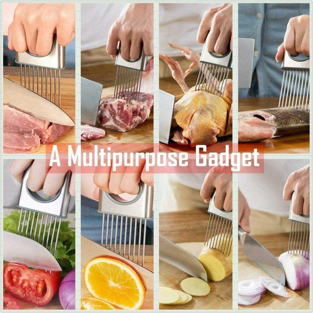 Stainless Steel Vegetable Holder – Precise Veggie Slicing Made Easy - Slushin_Dept